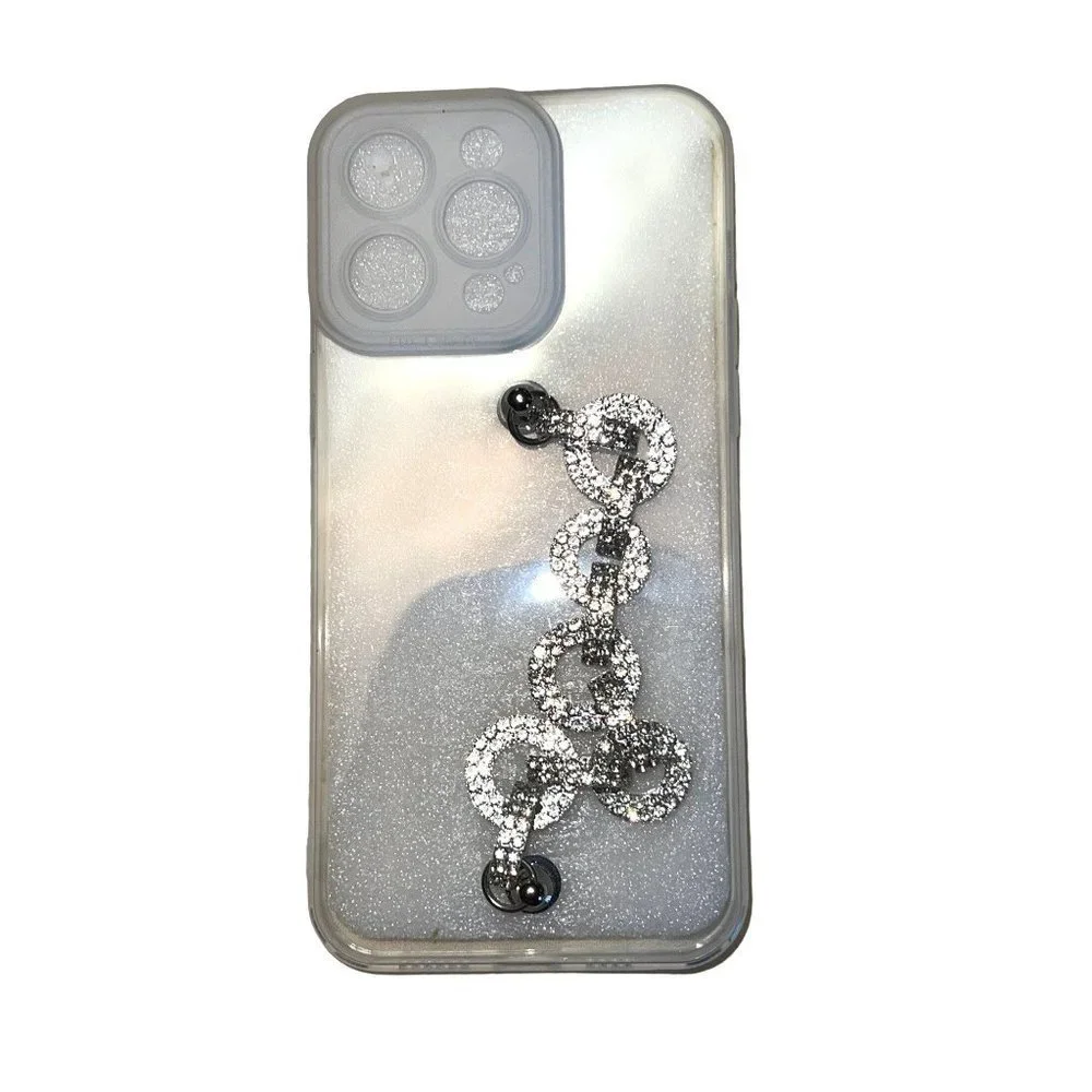 Fashion Luxury Clear Diamond Chain Wristband Antifall Soft Case IPhone 14 MaxPro